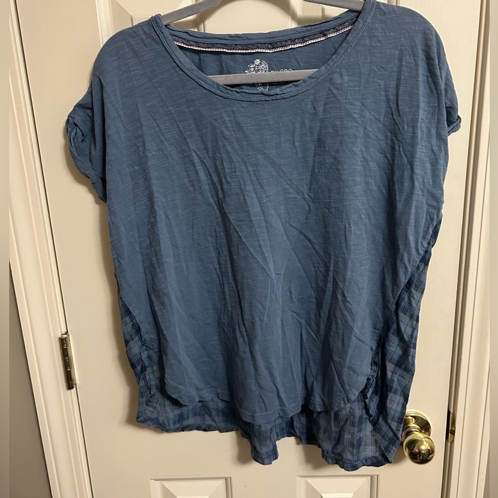 Anthropologie Pilcro Oversized Solid Front/Plaid Back Small‎ - Picture 6 of 6